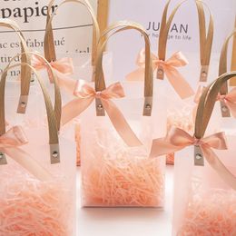 Gift Wrap 10pcs Transparent Bags For Wedding Baptism Birthday Party Gifts Candy Souvenir Packaging Bag Guest Custom Handbag
