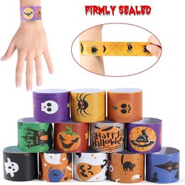 Halloween Slap Bracelets for Kids Bracelets Pumpkin Action & Toy Figures Ghost Animal Print Craft Halloween Party Favours Birthday Gifts