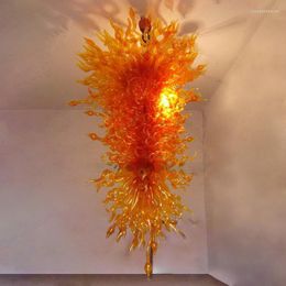 Chandeliers Luxury Orange Blown Glass Large Indoor Home Hall Loft Decoration Venetian Hanging Light Fixture