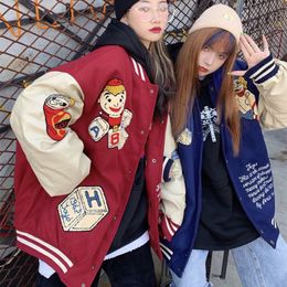 Men's Jackets American Retro Embroidered Jackets coats Women's Y2K Street Trend Loose Baseball Uniform Couple Casual Jackets coat Top 230203