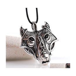 Charm Bracelets Mens Necklaces Norse S Wolf Head Necklace Original Animal Jewellery Yzedibleshop Drop Delivery Dhvlg