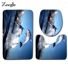 Bath Mats Zeegle Dolphin Pattern Mat Bathroom Carpet Non Slip Floor Water Absorbent Toilet Seat Cover Set Home Decoration