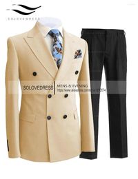 Men's Suits 2 Pieces Men's Suit Blazer Set Casual Tuxedo Double-breasted Jackets Shawl Lapel Dinner Party Jacket Wedding Grooms.