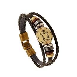 Charm Bracelets Zodiac Retro Braided Bracelet Fashion Metal Buckle Hand Jewellery Nanashop Drop Delivery Dh9Rg
