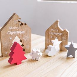 Christmas Decorations 1PC Wooden Tabletop Decoration Wood Crafts Xmas Decorative Ornaments Holiday Party