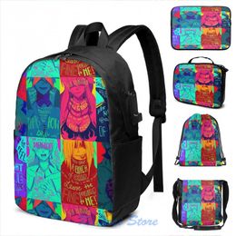 Backpack Funny Graphic Print Gurren Lagann (2) USB Charge Men School Bags Women Bag Travel Laptop