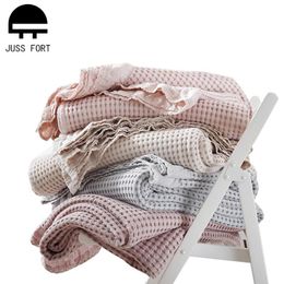 Blankets For Travel Office Single Double Air Condition Thin Bedding Coverlet Soft Pure Cotton Waffle Lace Blanket Sofa Bed Towel