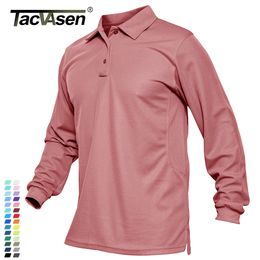 Men's T-Shirts TACVASEN Summer Long Sleeve Performance Quick Drying Polos T-shirts Mens Tactical Shirt Golf Team Work Shirts Jersey Casual Tops 230203