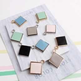 Pendant Necklaces 80PCs Trendy DIY Jewellery Charms Silver Gold Colour Plated Pu Leather Paved Square Floating Charm Craft Fit Bracelet Decor