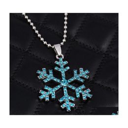 Pendant Necklaces Snowflake Crystal Necklace 3D Movie The Snow Queen Statement Necklac Yydhhome Drop Delivery Jewellery Pendants Dhovi