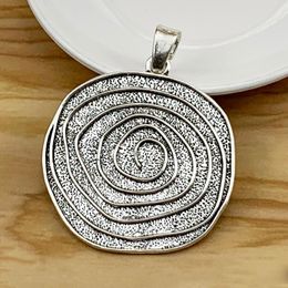 Pendant Necklaces Pieces Large Vortex Swirl Spiral Irregular Round Silver Color Charms Pendants For Necklace Jewelry Making Accessories 73x5