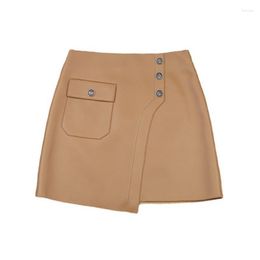 Skirts Real Leather 2023 Arrivals Spring Autumn Mini Sheepskin Short Skirt Zipper Asymmetrical TF4786