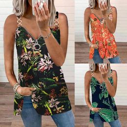 Women's T Shirts Sexy Tank Top Women Floral Print Sleeveless Summer Casual Womens Blouses Lace V Neck Tanks Vest Fashion Camis Female