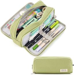 Pencil Bags Kawaii Large Capacity Pencil Case 3 Compartment Pouch Pen Bag Double Side Opening Student Stationery Organizer School Supplies 230203