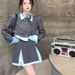 Work Dresses 2023 Sets Women Fashion Patchwork Short Suit Jacket Blazer And Mini Skirts Korean Style Casual Two Piece Set