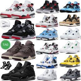 Casual Men women Jumpman 4 4s basketball shoes university blue red thunder Military Black cat Midnight Navy A Ma Maniere Violet Ore white oreo JordrQn