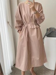 Casual Dresses Autumn Women Loose Midi Party Black Dress Vintage Long Sleeve Slim Birthday Robe Femme Fashion Korean Outerwear Vestidos