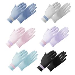 Sports Gloves Fingertip-Exposed Ice Silk Female Nylon Short Mittens In Ultra-Cooling Fiber Outdoor Non-Slip