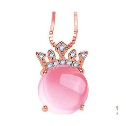 Pendant Necklaces Crown Throbbing Women Latest Wedding Hibiscus Stone Necklace Lady Party Jewelry Rosegold Sier Nanashop Drop Delive Dh6Xe