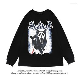 Men's Hoodies Ins Fashion Men And Women Street Spoof Skull Sweatshirts Casual Pullover Long Sleeves Cotton Dark Sweater