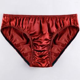 Underpants Silk Men Underwear Solid Colour Comfor Triangle Brief Breathable Sexy Gays U Convex Pouch Briefs Ssisy Lingerie