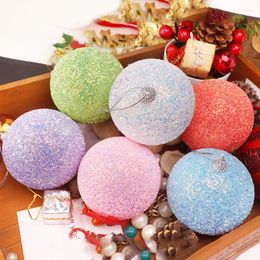 Party Decoration Colourful Glitter Christmas Balls Xmas Tree Hanging 8cm Bright Foam Pendants Year Decor Ornament Gift Supplies
