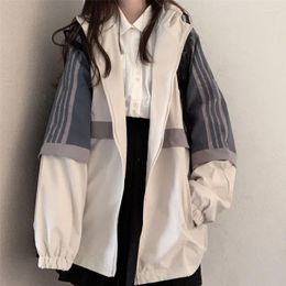 Women's Jackets Deeptown Harajuku Fashion Jacket Women Oversized Zipper Hooded Japanese Style Korean Streetwear Female Windbreakers Coat