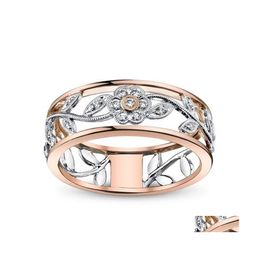 Band Rings Fashion Jewely Hollowed Flower Ziron Ring Lady Drop Delivery Jewellery Dhazx