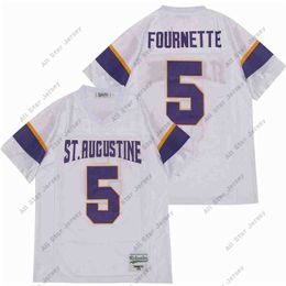American College Football Wear Men Sale High School 5 Leonard Fournette St Augustine Football Jersey Breathable All Stitched White Away Color Pure Cotton Top Qualit