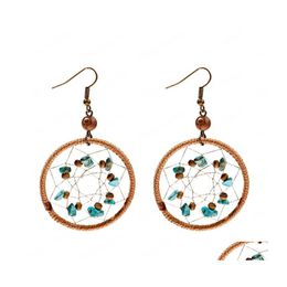 Dangle Chandelier Ethnic Round Dreamcatcher Stone Earrings For Women Summer Brown Silk Drop Earring Oorbellen Delivery Jewellery Dhyg5