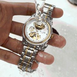 Wristwatches High-grade Automatic Mechanical Watch Mens Watches Top 2023 Clock Male Skeleton Full Steel Hollow Engraving