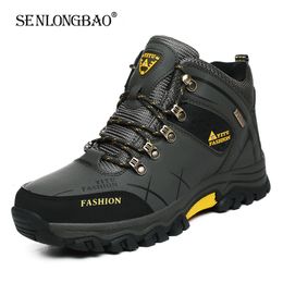 Safety Shoes Brand Men Winter Snow Boots Waterproof Leather Sneakers Super Warm Men's Boots Outdoor Male Hiking Boots Work Shoes Size 39-47 230203