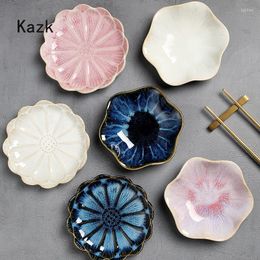 Plates Japanese-style Kiln Change Ceramic Plate Home Table Decor Creative Seasoning Dish Dipping Dishs Small Dishes Snack