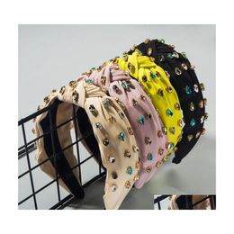 Headbands Fashion Women Headband Handmade Shining Rhinestone Hairband For Adt Solid Top Quality Headwear Hair Accessories Drop Deliv Dhzi8