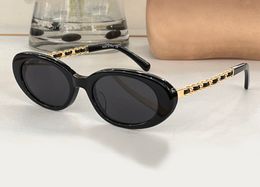 Gold Chain & Leather Cat Eye Sunglasses for Women Sonnenbrille Shades gafas de sol UV400 Protection Eyewear with Box