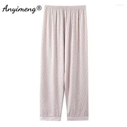 Men's Sleepwear Spring Autumn Winter Ice Silk Men's Sleep Bottom Apricot Lounge Pants Fashion Mens Long Solid Leisure Trousers For Men