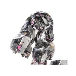 Scarves Womens Floral Scarf Bohemia Style Pashmina Flowers Print Foard Ladys Neck Dress Shawl Wraps Sarf Gray Drop Delivery Fashion Dhfdt