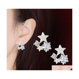 Stud Star Earrings Inlaid With Fivepointed Diamond Simple Small Cold Wind Zircon Super Flash Earrin Yydhhome Drop Delivery Jewellery Dhyts