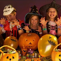 DHL Halloween Slap Bracelets for Kids Bracelets Pumpkin Action & Toy Figures Ghost Animal Print Craft Halloween Party Favours Birthday Gifts