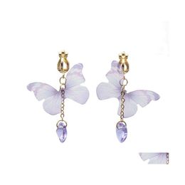 Ear Cuff Fashion Elegant Butterfly Clip Earrings For Women No Piercing Fake Cartilage Cute Statement Korean Earring Gifts Drop Deliv Ot7P4
