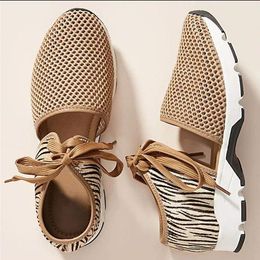 Sandals Plus Size 43 Women's Shoes Summer Fashion Flat-bottomed Hollow Sports Women Leopard Print Mesh Breathe Sneakers