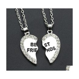 Pendant Necklaces Necklace Women Men Friend Heart Sier Gold 2 Pendants Bff Friendship Chain Nanashop Drop Delivery Jewellery Dhlxb