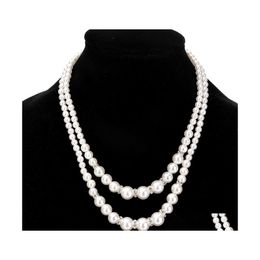 Beaded Necklaces Fashion Chic Double Layer Fake Pearl Beads Bride Bridesmaids Chains For Women Ladies Female Wedding Jewellery Gift Dr Otq9V