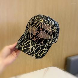 Ball Caps Ladies Cap Summer Breathable Hollow Sequin Baseball Japanese And Korean Fashion Mesh Outdoor Shade Hip-hop Hat