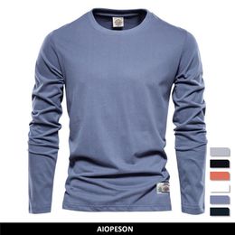 Men's T-Shirts 100% Cotton Long Sleeve T shirt For Men Solid Spring Casual Mens T-shirts High Quality Male Tops Classic Clothes Men's T-shirts 230203