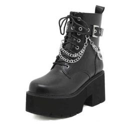 Женские сапоги Martin Boot's Black Short High High High High High High High High High Thick Old Soles Sode Speed ​​Zipper Большая женская обувь 07091011