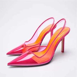 Kleid Schuhe Damen Transparent Mode High Heels 2021 Neues Design Temperament Stiletto High Heel Spitz Flacher Mund Sandalen G230130