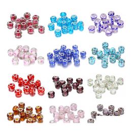 Charms 19 Colour Big Hole Glass Crystal Beads Charm Findings Loose Spacer Craft European Sier Beaded With 925 Stamp For Bracelet Jewe Otmla