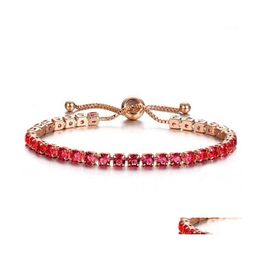 Tennis Fashion Charm Cz Bracelet For Women Crystal Zircon Jewellery Adjustable Gold Sier Colour Box Chain Bracelets Gift Drop Delivery Ot9Lp