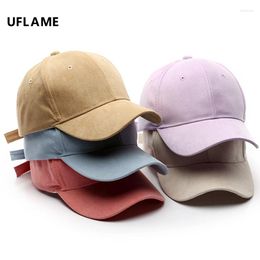 Hats UFLAME Cotton Baseball Cap For Women Men Summer Sun Hat Solid Colour Adjustable Gorros Unisex Snapback Street Sport